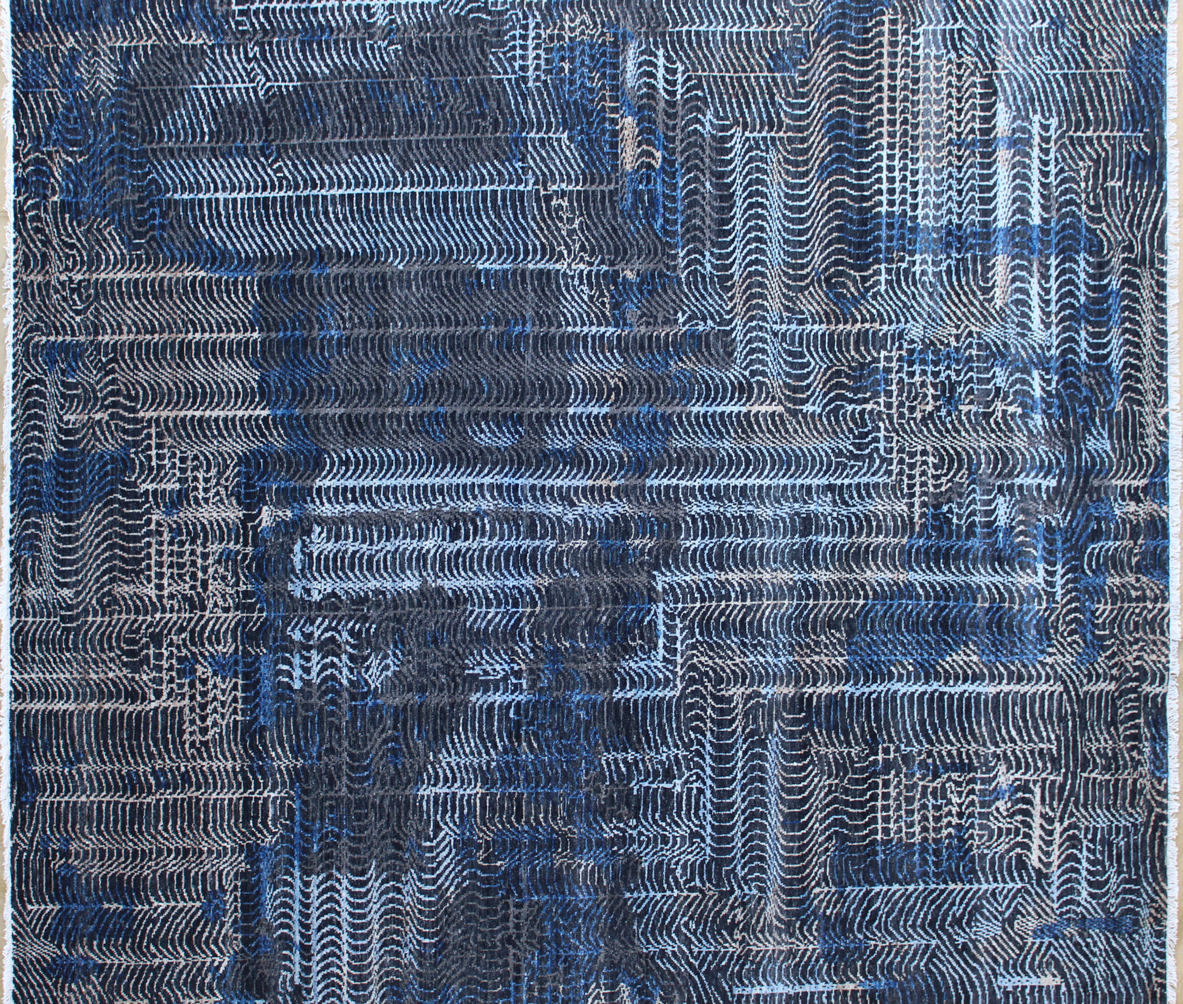 Navy Modern Abstract Rug 8ft x 10ft - Handknotted Carpet Manufacturer Mirzapur